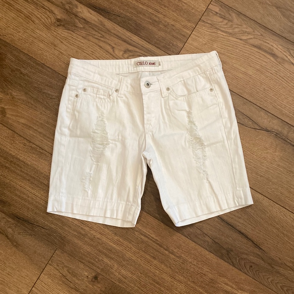 Cielo White Jean Shorts Classic Design